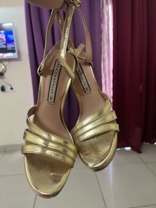 Zara Gold Strappy Heels - Size 7