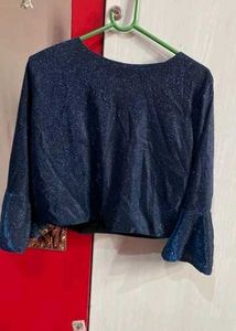 Sparkly Navy Cropped Top