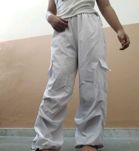 White parachute pants