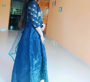 Elegant Blue Embroidered Anarkali