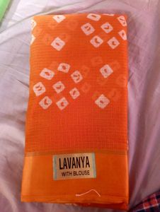 Cotton Silk Bandini Orange Saree