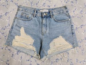 Swan Jeans Ripped Denim Shorts