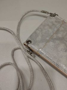 Silver Sling Bag with Floral Detail