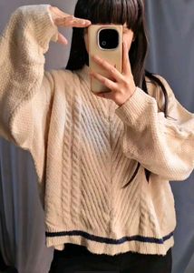 Cozy Knit Sweater with Striped Detail