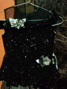 Girls' Black Sequin Party Dress