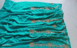 Beautiful Cyan Coloured Saree.💙