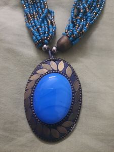 Blue Beads Long Necklace