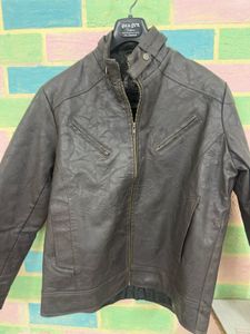 Men's Brown Faux Leather Jacket