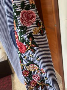 Striped Embroidered Top