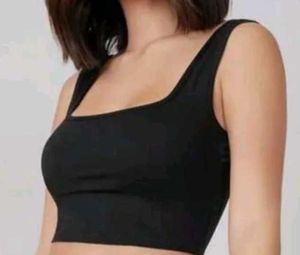 Black Square Neck Crop Top
