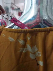 NEW WITH TAG YELLOW FANCY A-LINE DRESS FOR WOMEN