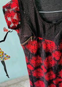 Contrast Piped Floral Bodycon Dress