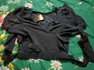 Stylish Navy Blue Flutter Sleeve Top