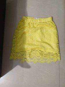 Yellow Lace Mini Skirt