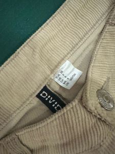 h&amp;m Beige Corduroy Straight Leg Pants