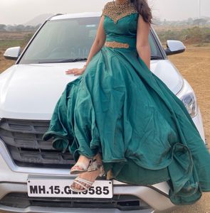 Emerald Green Satin Gown
