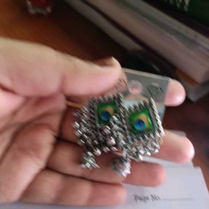 Silver Peacock Jhumka