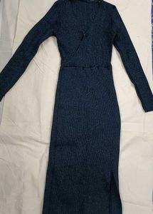 Navy Blue wool Bodycon Dress