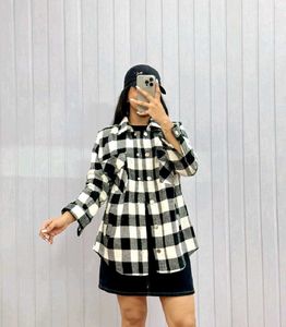 Oversized Black &amp; White Buffalo Check Shacket