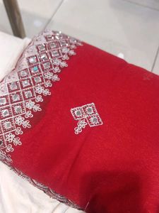 Elegant Red Mirror Work Saree