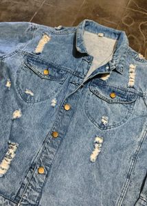 Oversized Ripped Denim Jacket