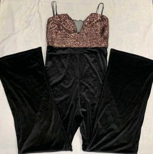 Sequin Top Velvet Jumpsuit