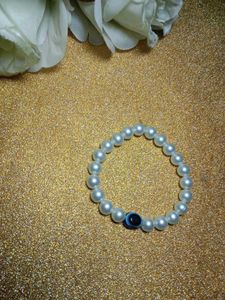 Pearl &amp; Evil Eye Beaded Bracelet