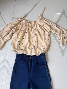Cute Top and Jeans Set