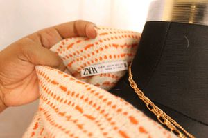 Zara Vintage Cropped Patterned Polo Shirt