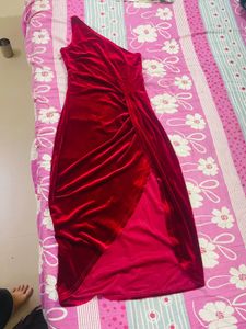 Elegant Red Velvet Dress