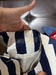 Blue And White Striped Elegant Jacket