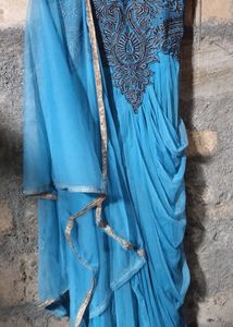 Cyan Color Wedding Were With Ambroidary Work