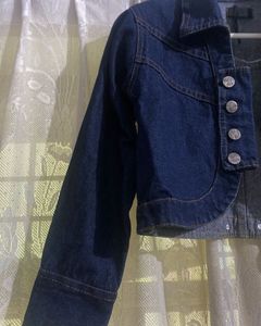 Dark Blue Cropped Denim Jacket