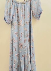 Floral Off-Shoulder Puffed Sleeves Vacation Dress