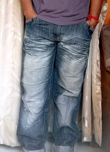 Men Trendy Regular Fit Blue Faded Jeans, 32 size