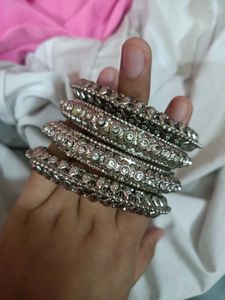 New Silver And Pink Bangles Combo