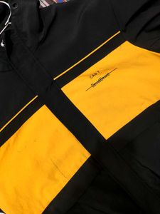 Unisex Black &amp; Yellow Polyester Bomber Jacket