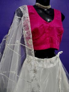 Party Wear  Lehenga  with Pink Blouse Dupatta