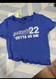 Blue 'Attitude 22' Ruffle Tee