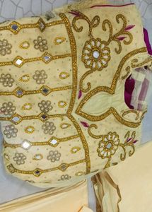 Elegant Cream & Gold Embellished Gown Sets 3 Peace