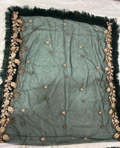 Elegant Green &amp; Gold Embroidered Outfit Pakistani