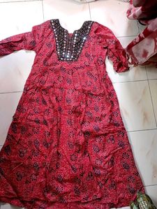Ajarak Cotton Anarkali Top