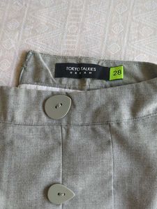 Gray Pleated Mini Skirt