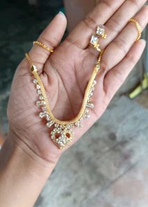 Gold-Tone Rhinestone Necklace &amp; Earring Set