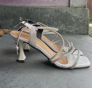 White Silk Heel For Women