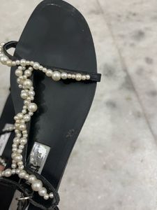 Zara Pearl Embellished Sandals