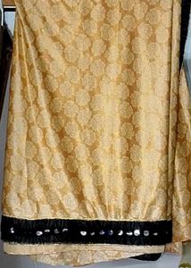 Gold Floral Print Saree