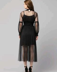 teal net western dress