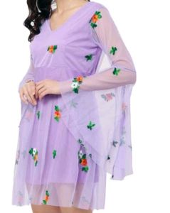 Lavender Dress With Floral Pattern