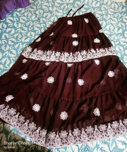 Purple Chikankari Skirt